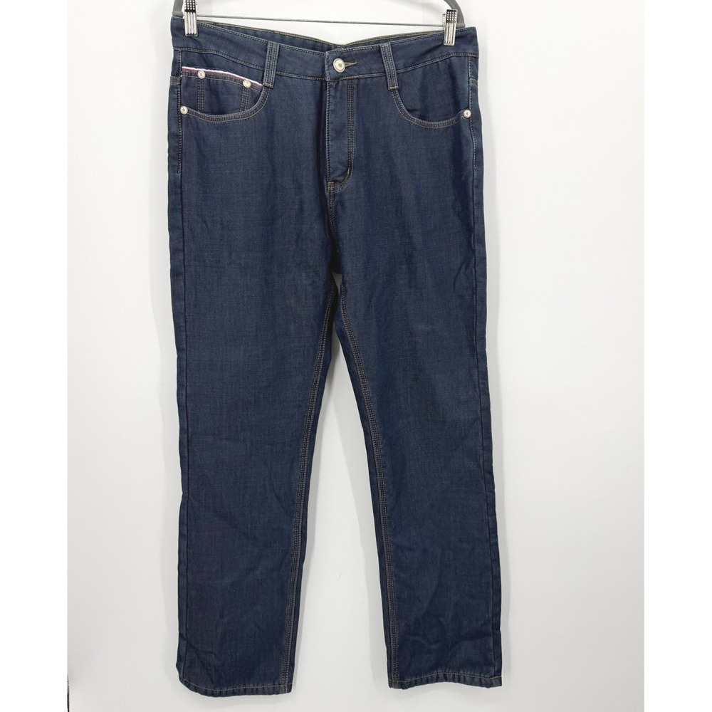 Demon & Hunter Mens Indigo Blue Fleece Lined Straight Leg Jeans Size 35x31